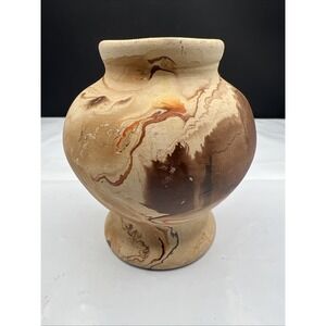 Vintage Nemadji Pottery Swirl Art Vase Marbled Clay Moose Lake Minnesota 3.25in